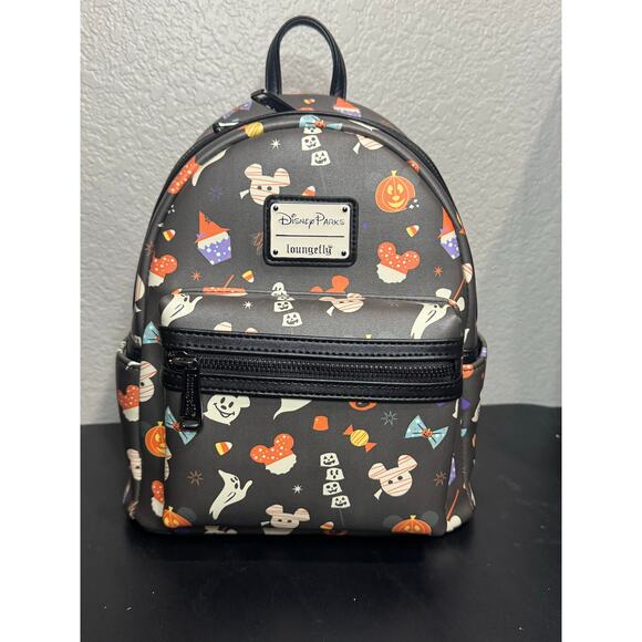 Disney Parks Loungefly HALLOWEEN TREATS Mini Backpack NWT AOP 2020 Mickey Snacks main image 7